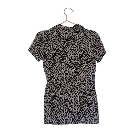 Carmen Marc valvo faux wrap draped blouse animal print size XS - Picture 2 of 5